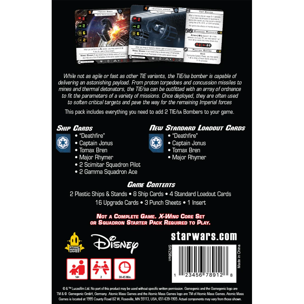 Atomic Mass Games Star Wars X-Wing 2E: TIE/sa Bomber Expansion Pack (New Arrival) 5 Atomic Mass Games Star Wars X-Wing 2E: TIE/sa Bomber Expansion Pack (New Arrival) - Image 3