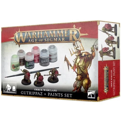Games Workshop Warhammer Age Of Sigmar: Orruk Warclans - Gutrippaz + Paints Set 3 Games Workshop Warhammer Age Of Sigmar: Orruk Warclans - Gutrippaz + Paints Set